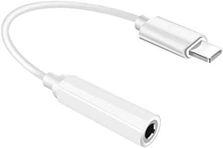 Lightning to 3.5 mm Headphone Jack Adapter, Bkayp Lightning Port to 3.5 mm AUX Female Audio Jack Headphone Cable Adapter for iPhone 7 / 7 Plus [No Calling Function and Music Control] - White (Lighning Adapter - White)