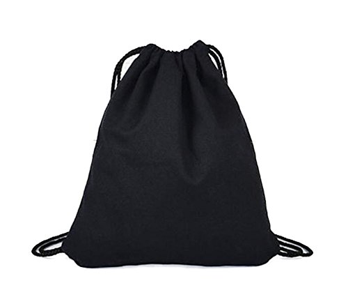 LAAT Cordón Hombro Mochila Bolsa Sport Backpack Normal Barniz algodón Lona Mochila, Negro