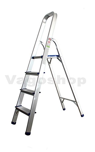 ALU Leiter Haushaltsleiter mit 4 Stufen Mehrzweckleiter Multifunktion Mehrzweck