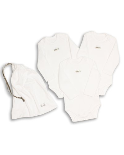 The Essential One - Pack of 3 White Long sleeve Baby Bodysuits / Vests ESS25