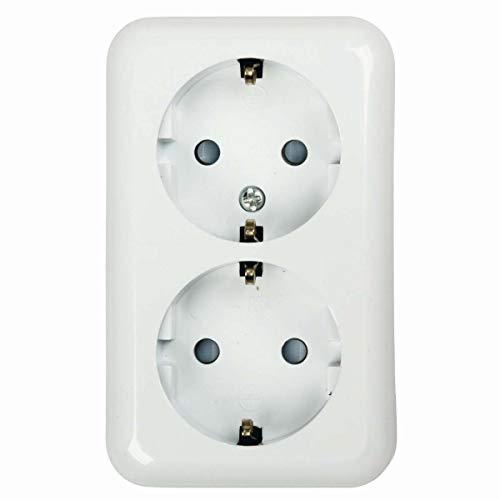 Preisvergleich Produktbild Schalterserie Standard Aufputzsteckdose 2-fach senkrecht polarweiß