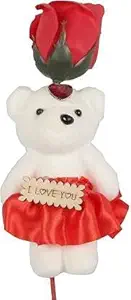 Generic Kaynat Enterprises Love Gift for Girls Heart Shape Love Card and Red Rose Scented Soap Flower Petals with Soft Teddy Bear & i Love You Card Inside Box.