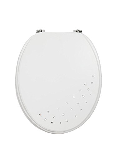 H&S Diamante Toilet Seat - White - 18 Inch X 14.5 Inch X 2.5 Inch