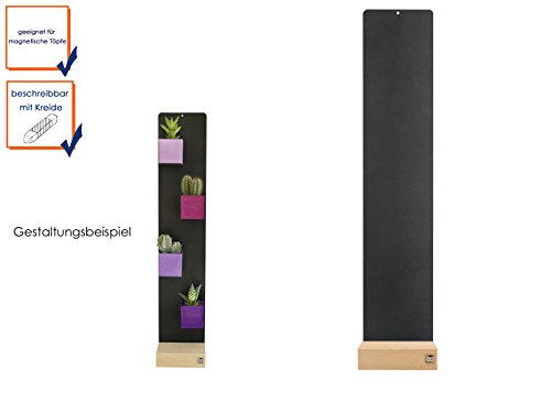 KalaMitica Magnettafel Metall in Anthrazit mit Holzfuß, beschreibbar 14 x 74 cm-für Magnetische Töpfe als Deko oder Wandaufbewahrung, 25014-102-000