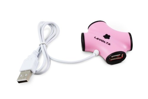Lavolta USB Hub 2.0 [Koralle] Super Speed 4-Port für Apple MacBook, Windows Laptops und Ultrabooks, Tablet-PC USB Ladegerät für Smartphone, iPhone, iPad, Samsung, Lumia, Energien-Bank (Pink) - 2