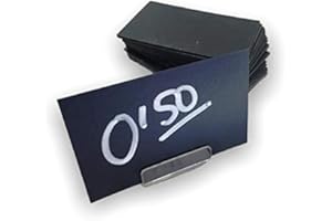 ABARNOM 100 tablettes noires synthétiques réutilisables + 100 supports prix, Mini Tablettes pour les prix, Supports prix pour fruits, Supports prix pour boucherie, Supports prix pour poissonnerie