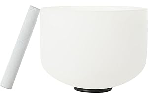 NICCOO 10inch Crystal Singing Bowl Sound Healing E Note Heart Chakra Quartz Gift for Meditation Prayer Yoga Relaxation with O-Ring and Suede Mallet White