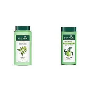 Biotique Bio Neem Margosa Anti Dandruff Shampoo and Conditioner, 340ml & Biotique Bio Green Apple Fresh Daily Purifying Shampoo and Conditioner for Oily Scalp and Hair, 180m