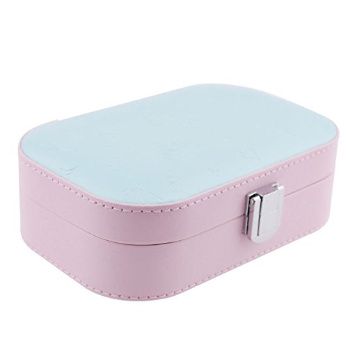 Pink PU Leather Womens Jewelery Box Jewelery case Jewelry Storage Organizer Makeup Case with Mirror Portable Travel Case