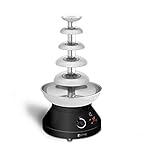 Royal Catering Schokobrunnen Schokofondue Schokoladenfontäne Edelstahl RCCF-210 (215 W, 5 Etagen, 30-110 °C, 4 L Kapazität, 10-12 h Arbeitszyklus)