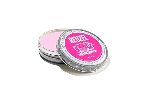 REUZEL Pink Extreme Hold Matte Pomade, Strongest All Day Hold, Water Soluble Styling, No Shine & Flake Free, Easy to Wash Out, For All Hairstyles, 113 g (4 oz)