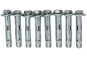 B.A.U.Q.O.O. Tasselli a Espansione in Acciaio Zincato Diametro 8 mm Con Vite TE M6 8 Pezzi Completo di dado e Rondella Idoneo Per Esterno e Interno Muro Laterizio e Cemento.