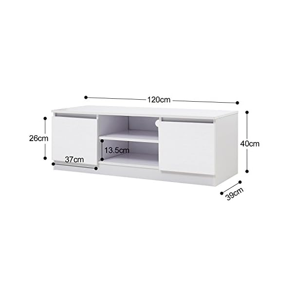 TV Cabinet, HST Mall Modern TV Unit 120cm TV Cabinet Stand White Matt Home Office Furniture - Image 4