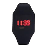 Herren Damen Silikon LED Uhr Sport Armband Digital Armbanduhr Chenang Geführte Uhr Herrenuhren Art und Weise geführte Leuchtende Leuchtband Studenten Liebhaber Uhren (Schwarz)
