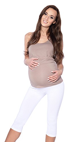 Comfortable elegant maternity cropped 3/4 leggings 95% Cotton 7201 (10, White)