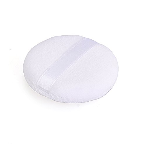 Foxpic Round Sponge Powder Puff Soft Makeup Cosmetic Facial Face Foundation Tool with Satin Ribbon for Ladies White Color