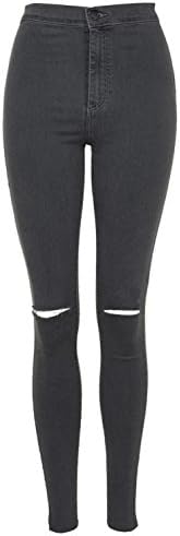 Bess New Ladies Skinny High Waisted Tube Joni Jeans Jeggings Stretch Denim Knee Ripped Cut Out UK Size 6-16 (UK10/EU38, Grey)
