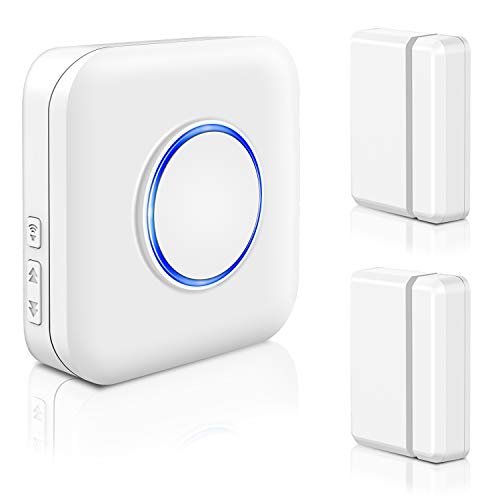 Kit Capteur Porte Carillon Maison, Bitiwend Sirène Alarme Kit Détecteur, Détecteurs pour Portes et Fenêtres, Alarme Maison sans Fil avec Sirene, 2 Carillon de Porte Magnétique et 1 Récepteur