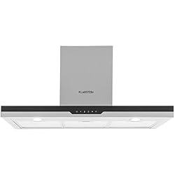 Klarstein Finessa - Hotte murale aspirante, 90cm, Minuteur d'extinction, Aspiration maximale de 635m³/h, Commande tactile, 3 niveaux de puissance, inox & verre