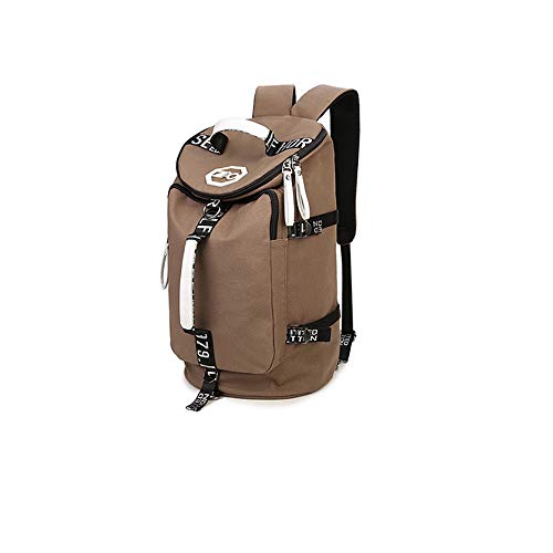 Preisvergleich Produktbild Douerye Rucksack Weibliche Leinwand Große Kapazität Studententasche Männliche Gepäcktasche Freizeit Eimer Reiserucksack Mehrzweckbeutel,Brown