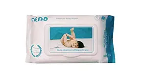 Nemo Premium Baby Wet Wipes (72 Wipes Per Pack) with Anti-Rash Formula,Vitamin E,98% Water Wipes