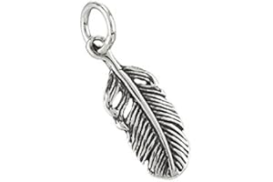 BEADS JAR Sterling Silver Feather Charm Pendant & Bail (20mm) PK1