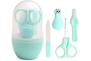 DEBAIJIA Bebé Cortauñas Conjunto 4 en 1 Profesional Cuidado Manicura Belleza Para Infantiles Recién Nacidos Incluye Cortauñas + Tijeras para el cabello + Pinzas + Limas de uñas - Niñas Niños (Verde)