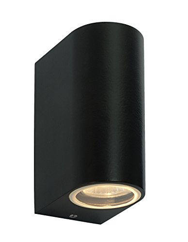 Long Life Lamp Company Pantalla Negra Doble lámpara de Pared para Exteriores IP44 up/Down lámpara de Pared para Exteriores