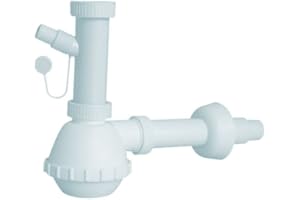 LE AMAZZONI STORE Sifoni, canotti in plastica (polipropilene) per lavello, lavabo, lavandino, vasca, doccia, lavatoio ad incasso o salvaspazio (Sifone a bottiglia da 1'' 1/4-1/2 e scarico)