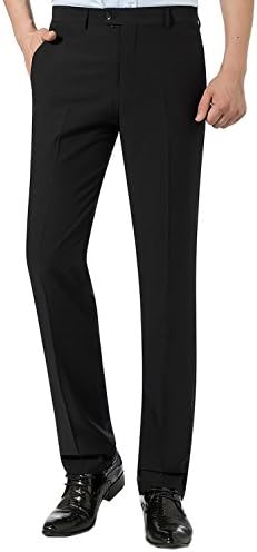 Spring/Summer Mens Straight Suit Trousers Flat Pleat Regular Fit Pants Size 30-44 (W32/L31", 622grey)