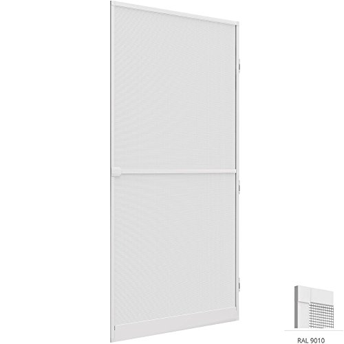 proheim Insektenschutz-Tür Comfort XXL 120 x 240 cm in Weiß Alu-Rahmen + Fliegengitter sind kürzbar Premium Fliegenschutz: Dichtungsbürste Schließmechanismus Mittelsprosse Trittblech - 2