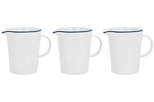 Nicola Spring Pots à Lait Farmhouse - Blanc/Bleu - 300 ML - Lot de 3