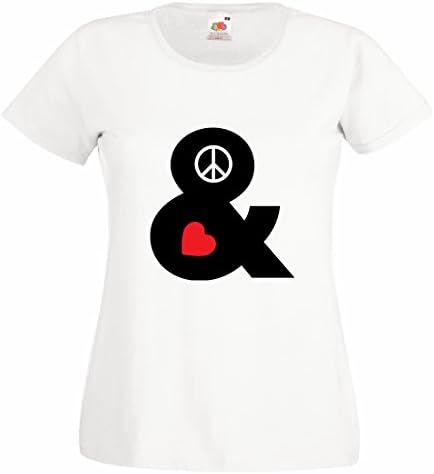 Ladies Peace and love t shirt, White, Medium