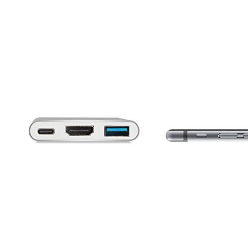 QQPOW Typ C USB 3.1 Hub mit HDMI Unterstützung 4K Vision Output Charge Port für Macbook, Google Chromebook Pixel und Typ C Geräte (HDMI+USB3.0+Type-C, golden) - 3