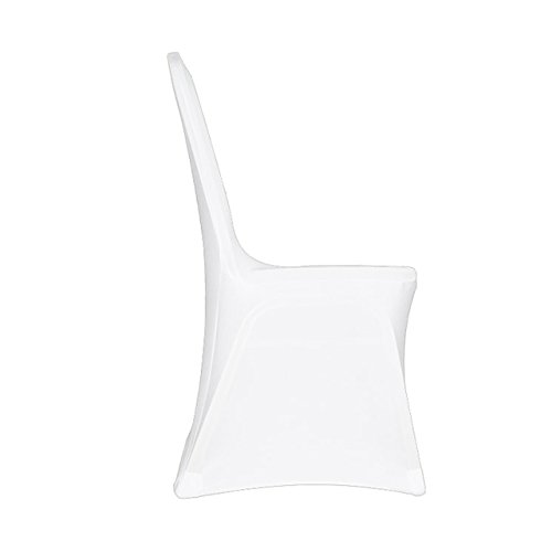 Stuhlhusse Stretch Universal Stuhlüberzug Stuhlbezug weiss mit Ausschnitt - 2