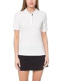 Cuello doble con tres botones Ultrasport Tennispoloshirt Auckland - Polo para Mujer, Color Blanco/Verde, Talla L