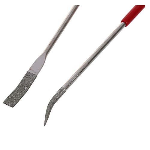 SODIAL(R) 10 Stueck 160 x 4 mm Diamant Roter Griff Gebogen Nadelfeilen - 4