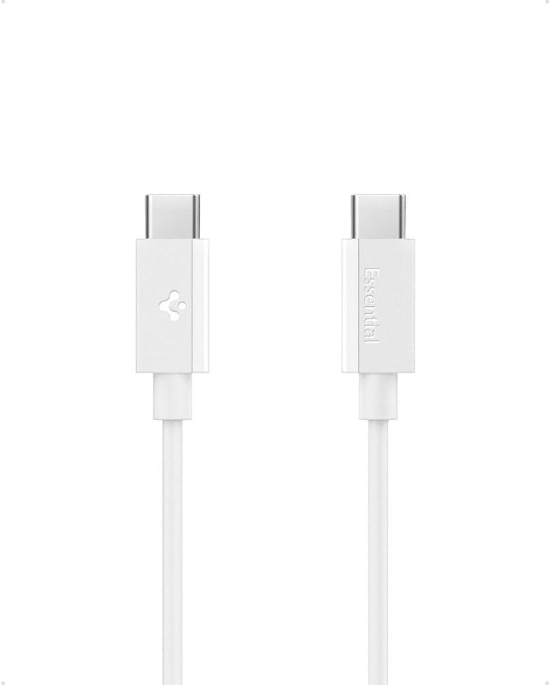 Spigen USB-C to USB-C 2 Metre Kablo 60W Güç/PPS 2.0 Desteği Super Hızlı Şarj / 480 Mbps Data Aktarım Hızı Type-C Ekstra Dayanıklı White - ACA08719