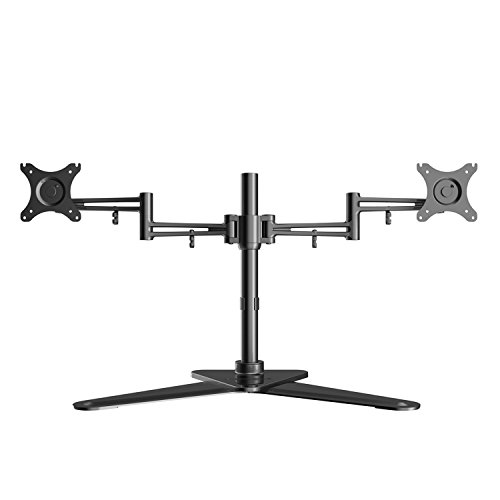 eSmart Germany Doppelarm-TV-/Monitor-Tischständer 25 - 76 cm (10 - 30 Zoll) neigbar VESA 75 x 75 bis 100 x 100 neigbar + schwenkbar + drehbar + Pivot-Funktion Schwarz Montagelöcher am TV max. 100 x 100 mm (Breite x Höhe)