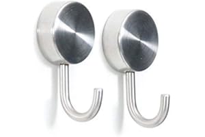 ‎MAGNOSPHERE 2 x Magnethaken Magnet mit Haken Stahl - 2er Set - Ø 2,5 cm - Tragkraft 400g - Hakenmagnet Super-Stark - Ideal für die Heizung, Kühlschrank, Pinnwand, Lochwand in der Werkstatt u.v.m