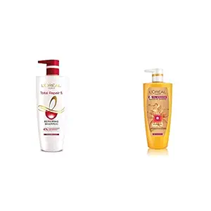 LOreal Paris Total Repair 5 Shampoo (640ml + 64ml = 704 ml) and LOreal Paris 6 Oil Nourish Shampoo, 640ml (With 10% Extra)