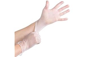 HIVEHYPE Disposable Vinyl Gloves (Medium 100) Latex Free Rubber | Disposable, Extra Strong, Clear | Fluid, Blood, Exam, Healthcare, Food Handling Use | Disposable Powder Free Hand Gloves (M (Pack of 100))