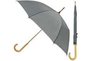 UMBRELLA HEAVEN Gentlemans Umbrella | Wood Handle Stick Umbrella | Traditional Gents Wooden Brolly | Classic Automatic Mens Umbrella | Ladies Vintage Walking Brolly | Auto Push Button Waterproof…