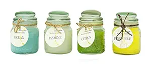 POPULAR Candles 3 Ounces Scented Glass Jar Candle - Ocean Jasmine, Citrus and Pineapple (Pack of 4)