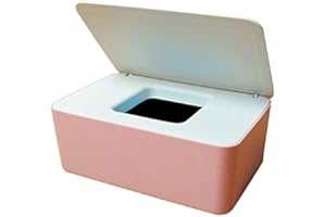 Fnsky Wet Wipes Storage Box, Dry Wet Tissue Paper Case Napkin Storage Box Holder, Baby Wipes Dispenser Holder with Lid for Home Office (White Pink)