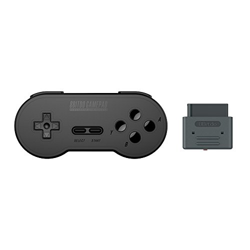 YIKESHU 8bitdo Color Negro SN30 Retro Controlador con Receptor para Super Nintendo Original (Juego Negro)