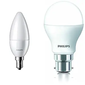 Philips Base E14 2.7-Watt LED Lamp (Warm White/Golden Yellow,)+Philips 4-Watt B22 Base LED Bulb (Warm White/Golden Yellow and Pack of 1)
