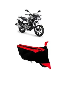 MELVIS Water Resistant Two Wheeler Body Cover for Bajaj Pulsar 150 with Ultra Surface Body Protection (Double Stripes M_Red)