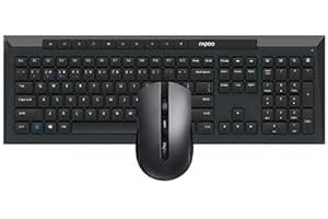 Rapoo - Juego de Teclado y ratón inalámbrico multimodo, con Bluetooth y conexión 2.4GHz, conectividad multidispositivo y Teclado Resistente a Salpicaduras, 8210M, en Negro