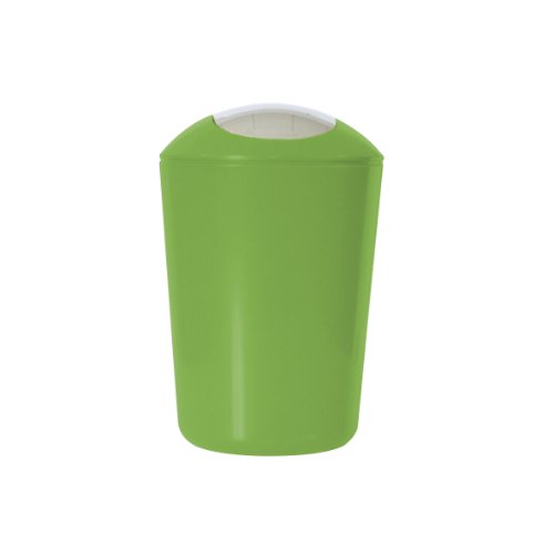 axentia Schwingdeckeleimer, ca. 5 L Kosmetikeimer aus grünem Kunststoff, geruchshemmender Mülleimer mit verchromtem Schwingdeckel